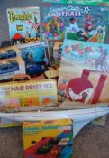 Collection of Games and Plastics: To include Trevac Yacht, 3x Plastic Porsche 911T boxed, Friction