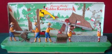 Sunny Andy Kiddie Kampers tinplate novelty toy: An early, possibly pre-war toy featuring five moving