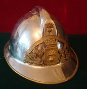 French Sapeurs &Pompiers Chrome Helmet: Having a Brass helmet plate to front for the town of