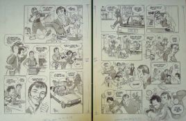 Original Artwork Cannon and Ball featuring in The Look-in Comic: Double page spread from issue