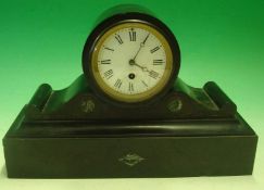 Early 20th Century Marble Mantel Clock: Heavy marble casing having roman numerals glass opening