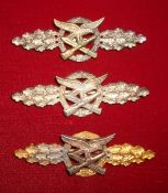 German LW Ground Combat clasp: three variations Bronze, Silver and Gold 75mm with no makers, Flat