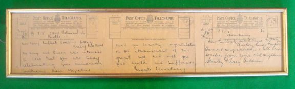 King George V Post Office Telegram: Pair of telegrams to Mrs Mary Bullock from Stourport on her