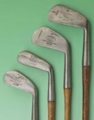 4x Tom Stewart makers St Andrews irons to incl No.2 Mashie with personal inspection dot, deep face