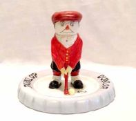 Rare Dunlop signed Hassall Advertising ceramic golfing figure match stick holder – featuring a red