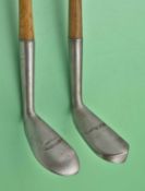 2x interesting mallet style putters to incl Brown Vardon style putter stamped to the sole with the