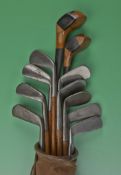 Set of 11x gutty golf ball clubs to incl 2x light stained woods a brassie and spoon by A Smith and