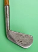 Interestingly stamped Tom Morris smf mashie iron c1905 – the bevelled heel and toe head is stamped