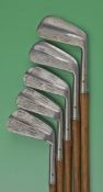 Fine set of Staynorus matching set of 5 Fred Whiting Royal St Georges Golf Club signature irons to