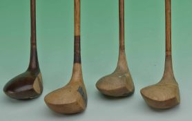 4x large socket head woods to incl an Alex Patrick Leven driver and brassie, The Douglas Autograph