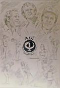 Original Leroy Neiman signed pencil drawing of golf greats Jack Nicklaus, Arnold Palmer and Gary