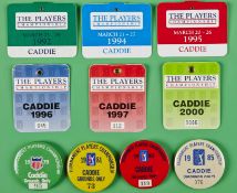 10x official caddy badges for “The Tournament Players Championship” (5th Major” from 1979 to 2000) –