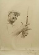 Ben Hogan – an extremely rare original signed Anthony Ravielli pencil sketch of Ben Hogan which