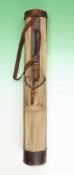 Early R.H. Burke & Co Pat canvas and leather pencil golf bag – c/w alloy base stamped with the Pat