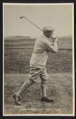 Harry Vardon b/w signed golfing postcard - titled “Harry Vardon Famous Professional at Gamage’s”