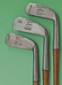 3x Tom Stewart St Andrews blade putters to incl 2x straight blades one stamped Ord Putter and the