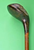 Converted Sunday golf walking stick, fitted with a “Thistle” socket head, dark stained handle,