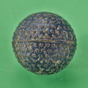 A large blue concentric circle rubber core golf ball c1900 – retaining good shape, colour, no stripe