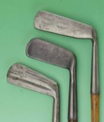 3x various blade putters to incl Smith patent anti-shank wing toed blade, Stewart patent-style