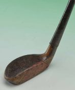 Harrods, London late longnose dark stained scare head putter with a large red triangular fibre