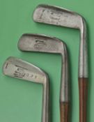 3x interesting Tom Stewart made flanged blade putters to incl J Walker Greystones fitted with square