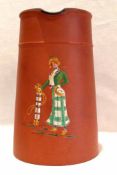 Rare Wedgewood & Sons The Kenlock ware terra cotta lady golfer water jug c1900 – featuring a