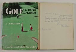 Evans, Chick signed – “Golf for Boys and Girls” 1st edition 1954 with the original dj (some nicks