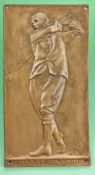 Large Harry Vardon (6x Open Golf Champion) embossed plaque – in the famous Beldham photograph