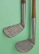 2x Tom Stewart face pattern irons to incl Tom Stewart mashie with deep grooved face and McAndrews