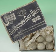 5x Silvertown gutty golf balls c1895 - in the original Silvertown Golf Balls box with sliding