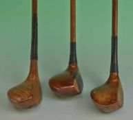 3x fine small woods to incl Butchart scare head brassie with good shaft stamp, an A L Johnson