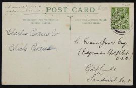Chick Evans signed postcard from the W. Reginald Bray Autograph Collection, dated May 19, 1914 – the