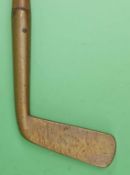 Tom Morris maker St Andrews heavy brass straight blade putter - with a sharp neck crease to the 5”