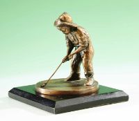 Pinehurst Country Club “Putter Boy” heavy bronzed metal golfing figure sundial – mounted on a square