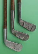 3x various Tom Stewart post 1905 made irons to incl Carruther’s pat style short bore thro’ hosel