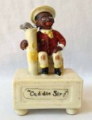 Early Crown Staffordshire ceramic golf caddie matchstick holder – comprising a young black caddie