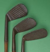 3x various US makers deep grooved back spin irons to incl Moorehead Golf Co. “Glen-Eagle” Stop