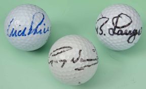 3x Golf balls signed by Major winners - to incl a Maxfli signed by Greg Norman, British Open