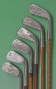 6x American related Tom Stewart irons to incl cleek stamped John F Hayes Newport R.I., smooth face