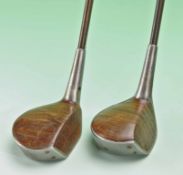 2x late Willie Dunn “Indestructible” style woods c1930 with steel shafts - fitted with matching