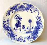 Royal Doulton Picturesque Scenes golfers blue and white plate – featuring a Bradley type golfer in