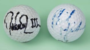 2x Golf balls signed by Major winners - to incl a ProStaff signed by Phil Mickleson, winner of the