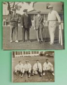 2x early 1900s golf photographs featuring Francis Quimet (US Open champion 1913) and Tom McNamara (