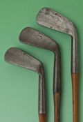 Set of 3x Tom Stewart made smf irons – all with the pre 1904 pipe marks and made for Hutcheson