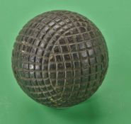 A scarce Gem square mesh gutty golf ball c1890 – devoid of paint, 7 small strike marks