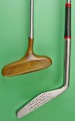 2x steel shafted mallet head putters to incl “Bulls Eye” heavy brass and alloy centre shaft mallet