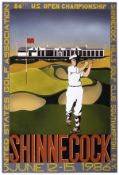 86th US Open Golf Championship Official poster by Byron Huff – prominent golf course scene, golfer