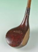 R. Simpson, Carnoustie large dark stained socket head brassie with makers shaft stamp just below the