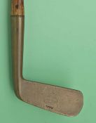 Tom Stewart St Andrews brass blade putter – stamped with early serpent cleek mark and fitted with