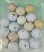 18x various square mesh and dimple reproduction golf balls to incl Oakhurst, Tad Moore, Titleist,